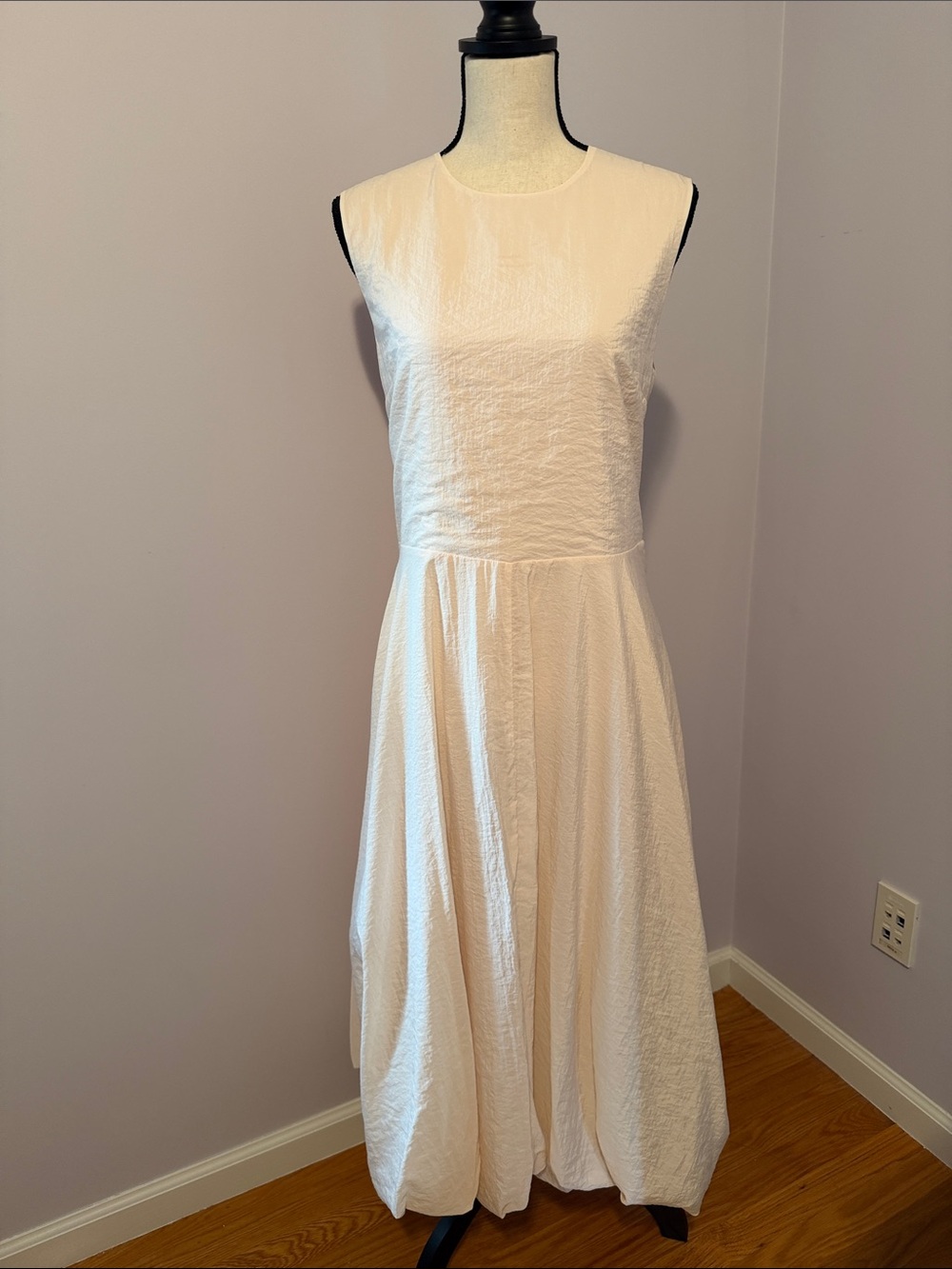 COS Pale Pink Sleeveless Maxi Dress with elegant bubble trim skirt